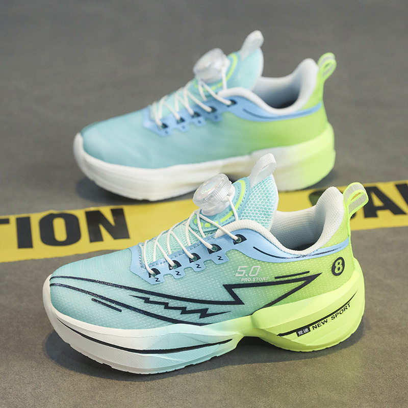 2025 primavera nueva educación física de los estudiantes de primaria zapatos para correr conejo rojo zapatos deportivos para niños botones de red de suela suave