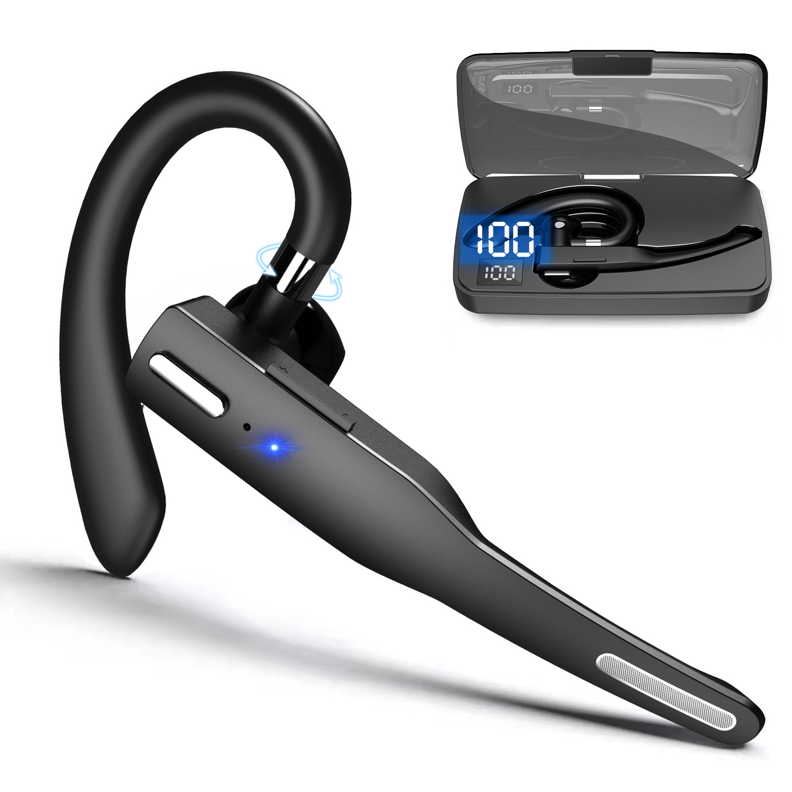 Wireless Bluetooth Hook-on Earphone Business Style With Case_voghion.com