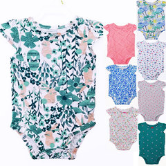 Ins2024 Retro Floral Baby onesie Summer full cotton lace edge sleeveless cute baby girl jumpsuit crawling suit