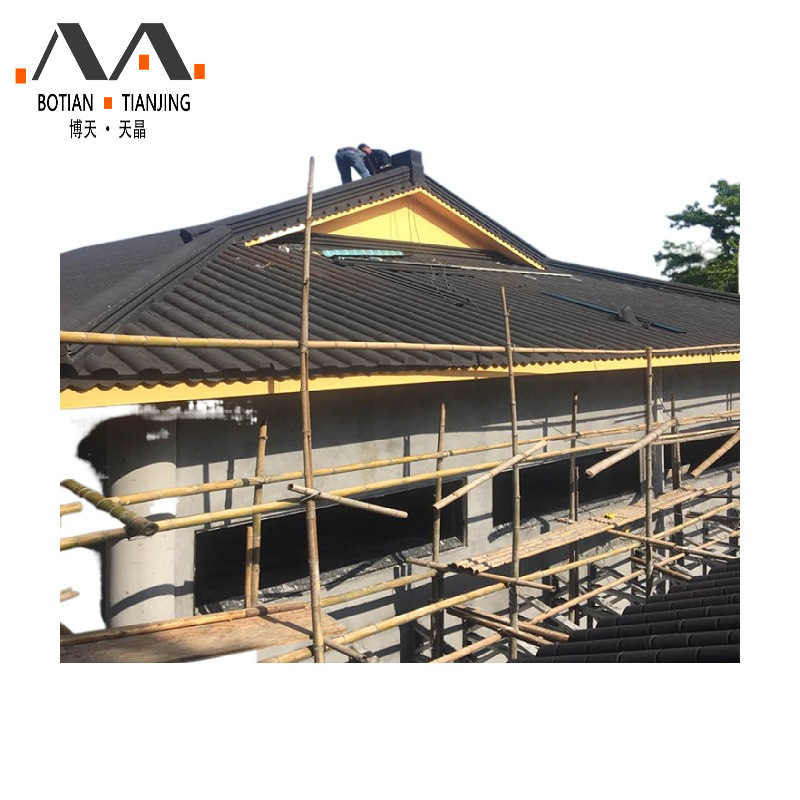 博天仿古彩石金属瓦 中式风格徽派建筑围墙彩砂铜瓦