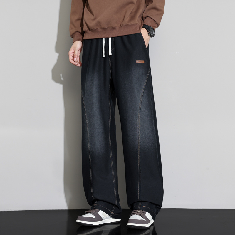 Men's Plus Size Straight Loose Wide-Leg High-Stretch Jeans for Spring and Autumn Youth Men's Plus Size Straight Loose Wide-Leg High-Stretch Jeans for Spring and Autumn Youth