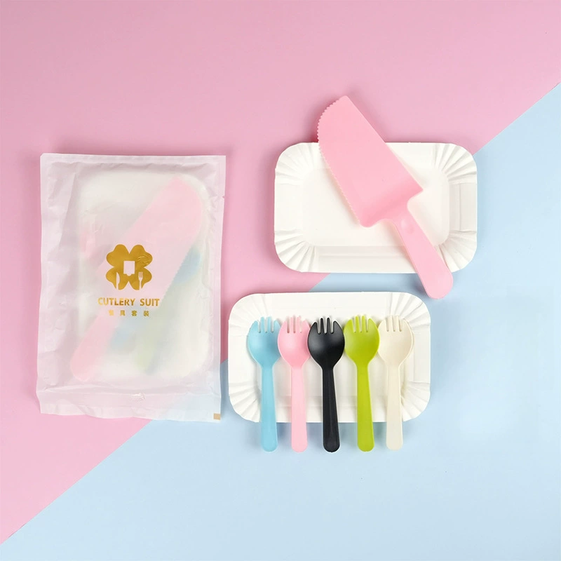 Одноразовые вилочные ложки ко дню рождения торт тарелка торт тарелка торт день рождения нож вилка набор посуды 5 тарелок 5 вилок