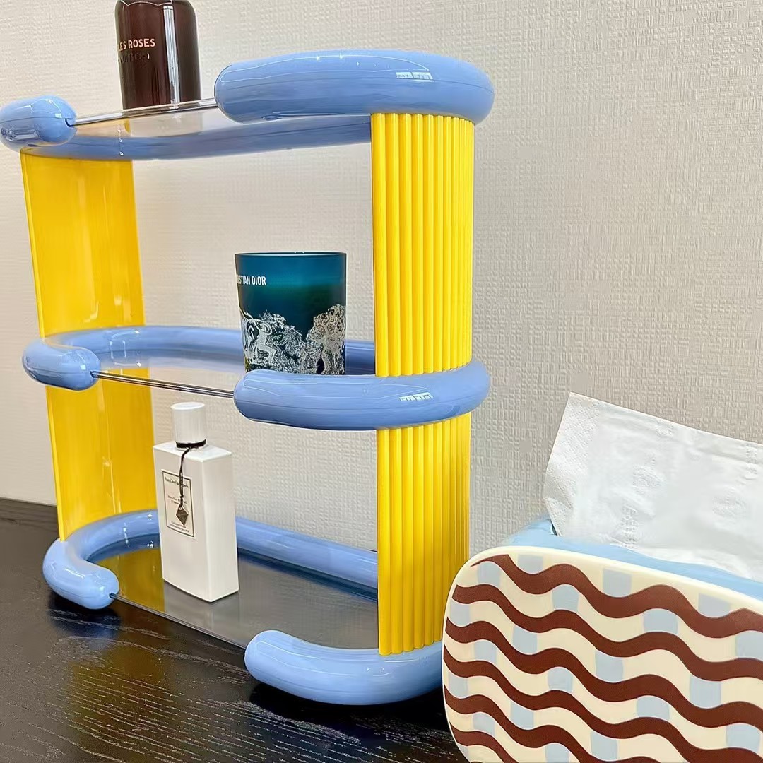 高級多層棚衝突色ドーパミン杯棚バーカップ収納棚玄関香水香薫展示棚