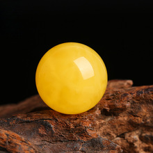 8A收藏级纯天然正品鸡油黄琥珀蜜蜡散珠单颗男女手串多宝配珠圆满