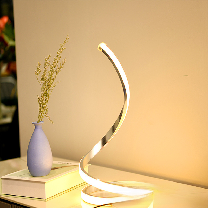Table Lamp Ins Style Light Luxury Ambient Decorative Bar Home Bedroom Bedside Eye Protection S-shaped Nightlight