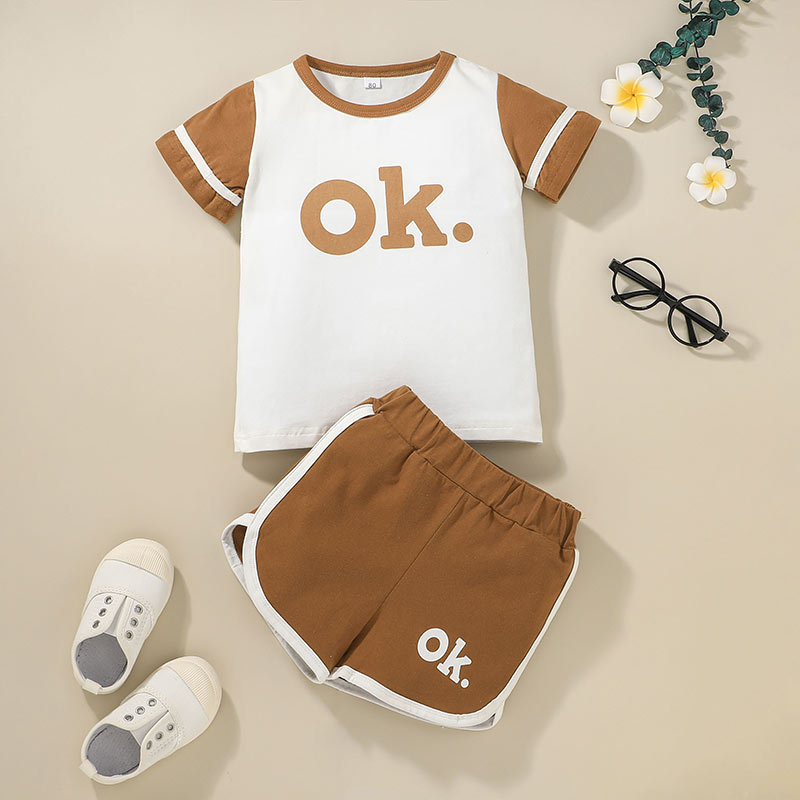 Wholesale Children's Letters Pullover Short-sleeved Shorts Suit Nihaojewelry display picture 2