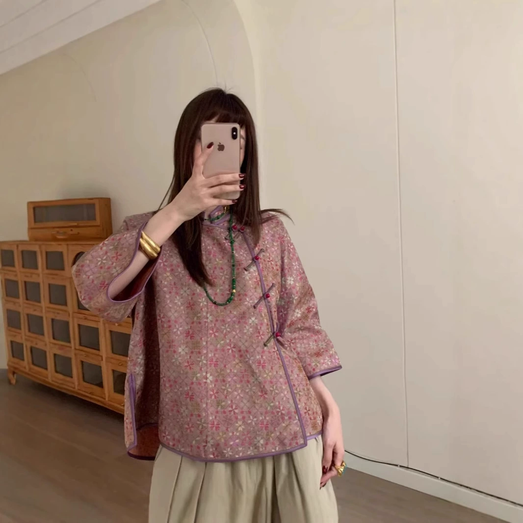 Новый китайский стиль Nanyou, оптовая продажа, нематериальное культурное наследие, Сычуаньский парчовый тяжелый промышленный топ с оригинальными косыми лацканами