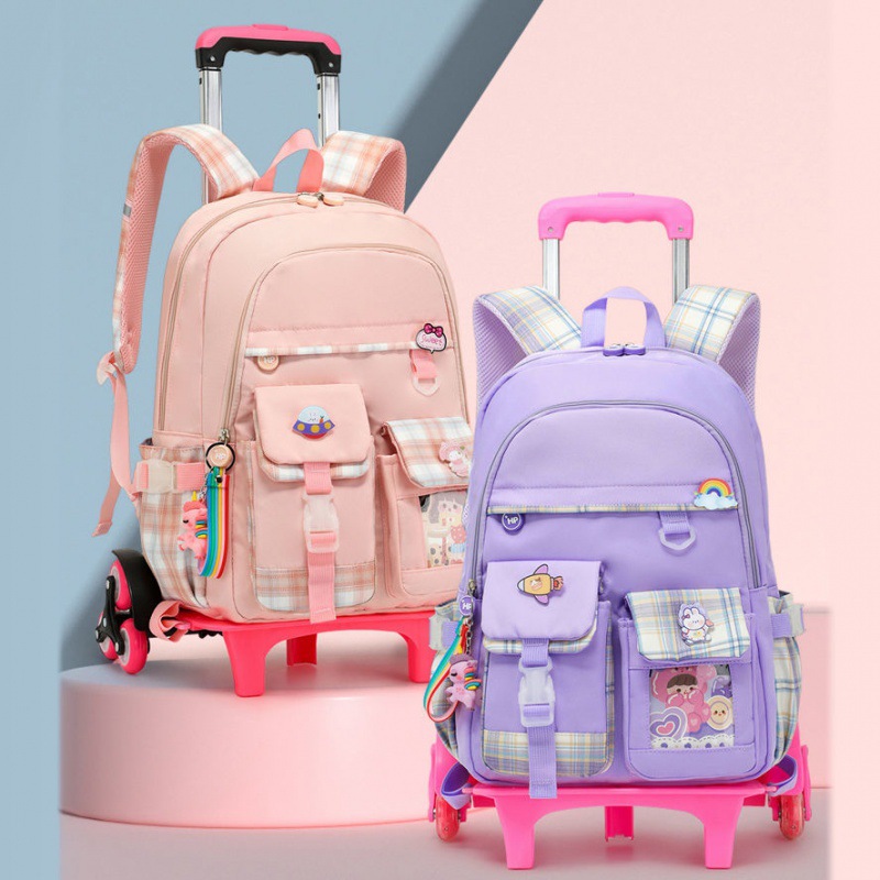 pull rod schoolbag primary school new pattern children girl pupil 2-4-6 grade junior middle school capacity stairs