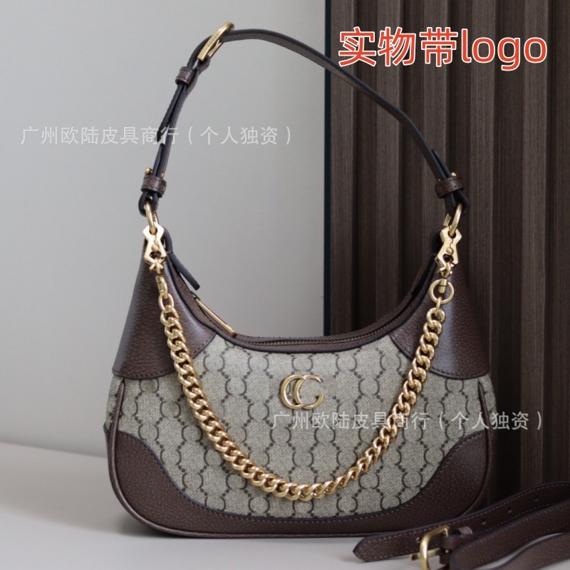 跨境货源新款经典老花双G腋下包时尚单肩新月手提斜跨女包 带logo|undefined