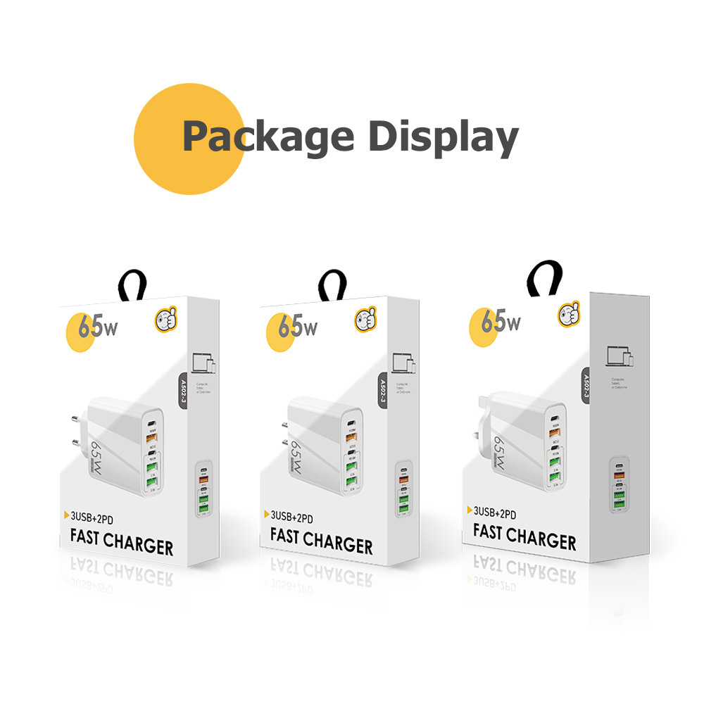 65W multi-Puerto cargador rápido dual PD + 3USBQC3.0 teléfono móvil adaptador de cabeza de carga TypeC viaje de carga estándar británico