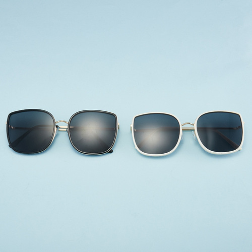New style women's sunglasses metal square large frame glasses fashionable Korean style street style internet celebrity sunglasses 2006