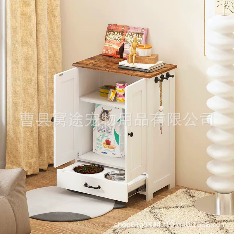 Трансграничные домашние животные делят гостиную деревянный корм для кошек и собак корм для хранения еды