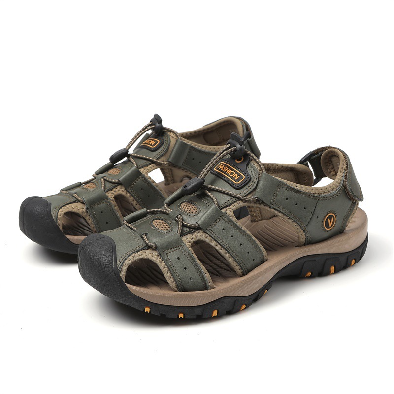 Nuevas sandalias transfronterizas de moda para hombres zapatillas de cuero al aire libre zapatos deportivos casuales transpirables zapatos de playa al por mayor