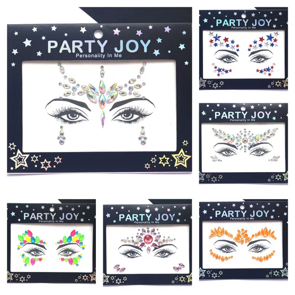 European and American Makeup Prom Tattoo Stickers Halloween Cat Face DIY Face Diamond Stickers Acrylic Face Stickers