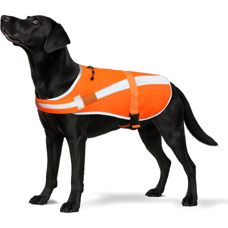 Reflective Dog Hunting Vest – Flame Orange Security Vest with Detachable Bell, Waterproof and Lightweight