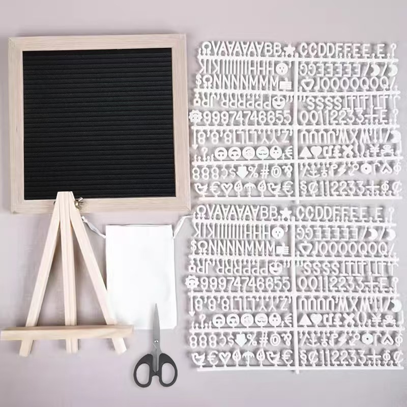 ins木质毛毡字母留言板  装饰桌摆 北欧跨境松木相框留言摆设台