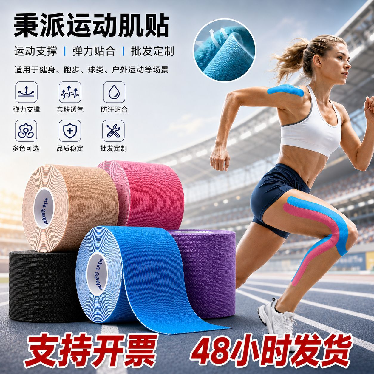 Wholesale sports muscle tape, elastic bandage, muscle tape for athletes, specialized for running, fitness, basketball, knee support tape