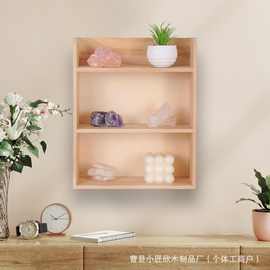 跨境木质三层饰品架台面墙壁实木展示架乡村收藏品水晶精油储存架