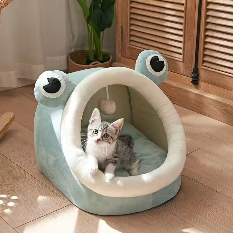 Cama nido para gatos o perros de invierno, cálida y acogedora