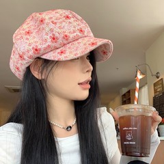 2025新款早秋小花减龄八角帽女报童帽时尚百搭甜美风显脸小画家帽