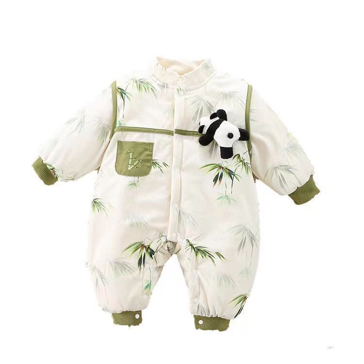 Bebé niños y niñas Otoño e Invierno acolchado mono de dibujos animados lindo muñeca mameluco invierno ropa de algodón acolchado mameluco del bebé