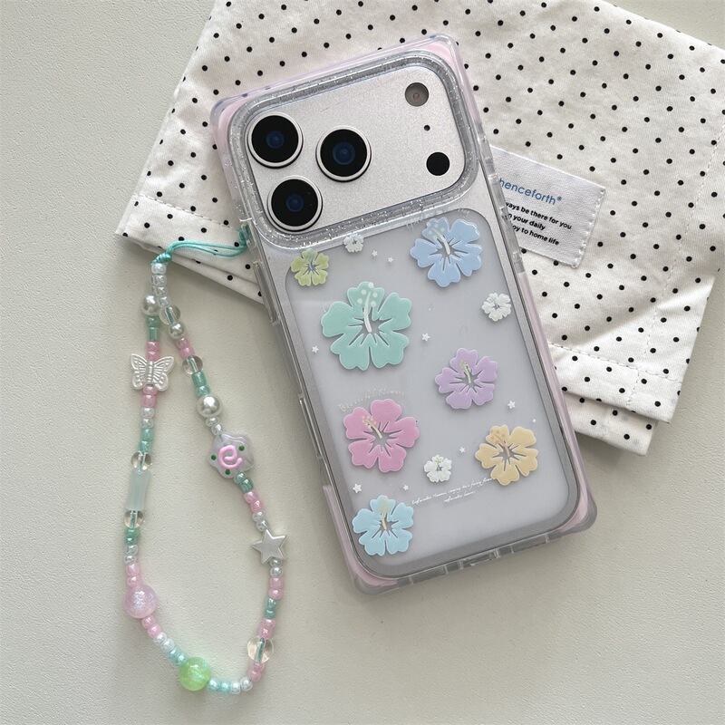 Simple Square Colorful Flower Design Iphone14/13 Suitable for Apple 17/16/15Promax Phone Case Anti-Fall
