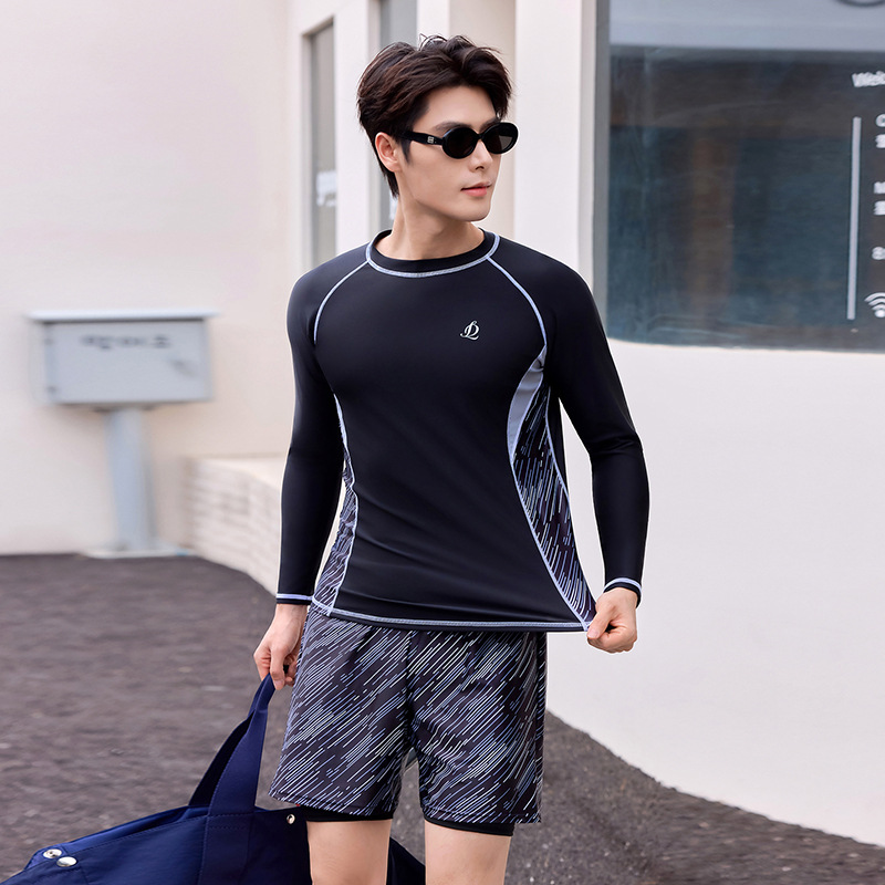 Men's Swimwear 2026 New Quick-Dry Nylon Plus-Size Breathable Short-Sleeve Five-Point Shorts Split-Style Surfing Suit