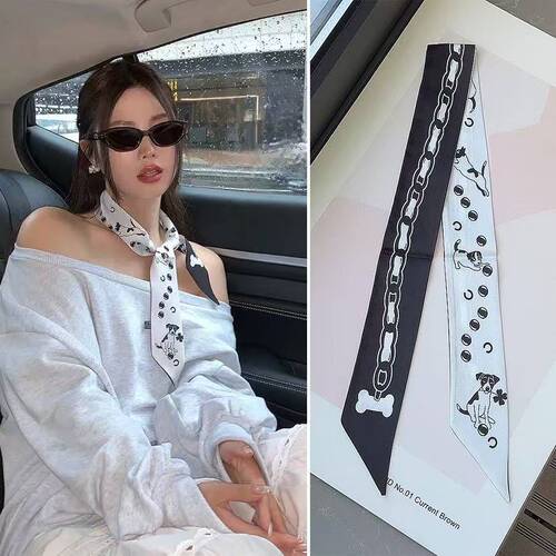 Black and White Small Dog Scarf, New Arrival, Long and Cute, Versatile, Hair Tie, Fabric Bow, Necklace, Collar Scarf, Decorative