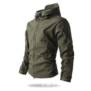 Cross-Border Outdoor Camouflage Soft Shell Fleece-Lined Jacket Men's Autumn and Winter Custom Tactical Mountaineering Workwear Jacket Hooded Jacket