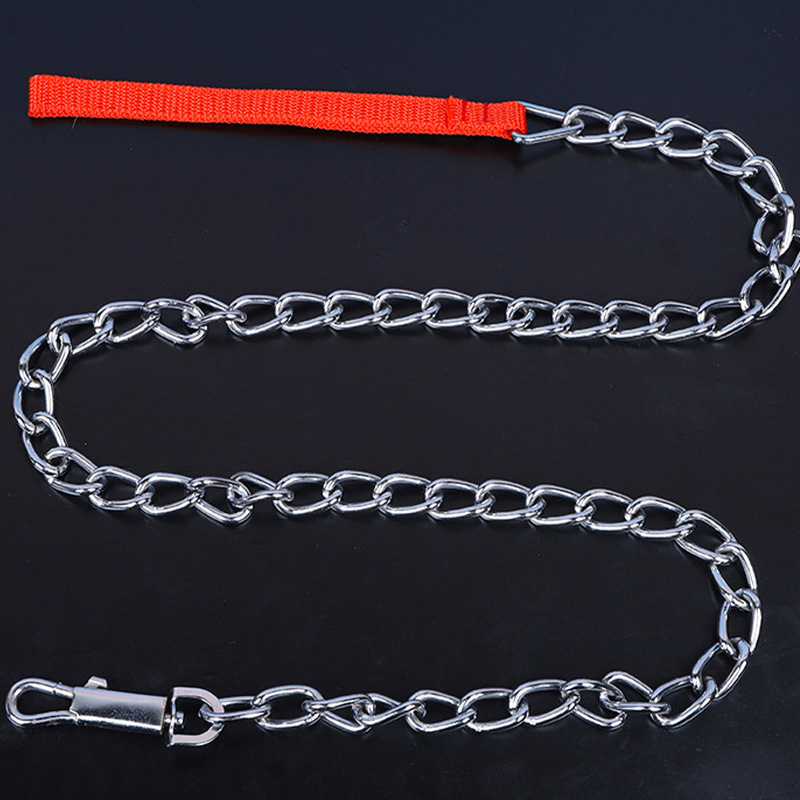 Fábrica en stock al por mayor de cuero Taobao cromado cadena de hierro correa de tracción mordedura-resistente cromado artesanía P Cadena de perro