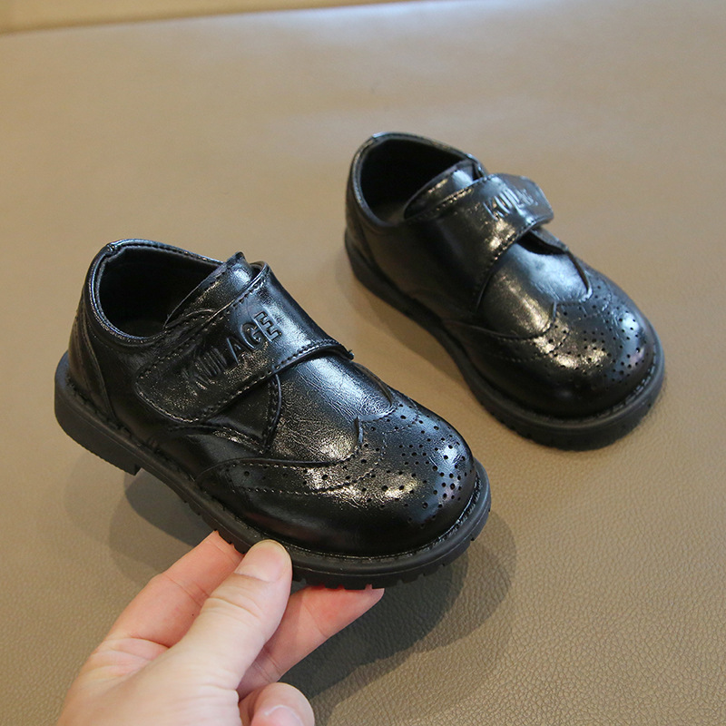 British Style Retro Kidsren's Small Leather Shoes 2025 Autum New Boys' Black Performance Shoes Small and Medium-Sized Kidsren's Shoes
