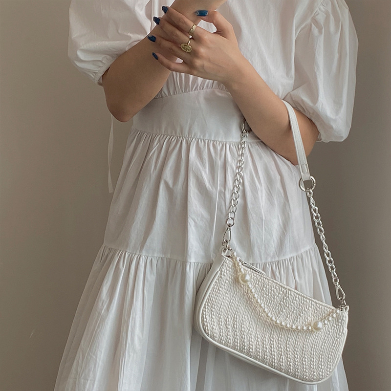 Modische Schultertasche Mit Perlenkette, Exklusives Design Für Damen_voghion.com