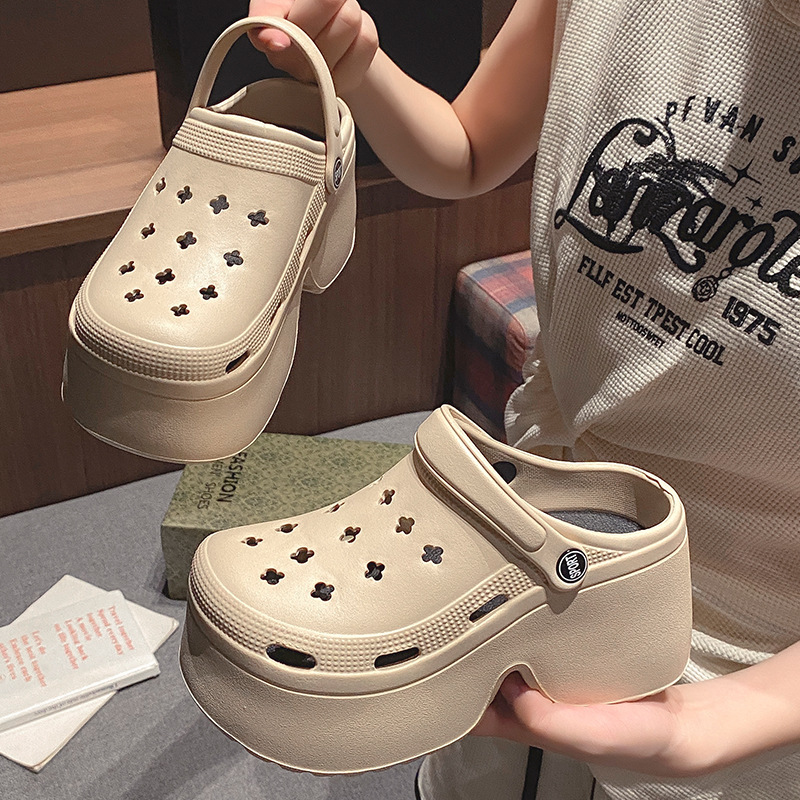 卸売りの新型の厚い底の穴の靴の女性の滑り止めの砂浜は高くなります。|undefined