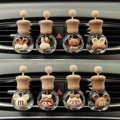 Car air freshener empty bottle, refillable atomizer, air conditioner vent decoration, cute cartoon car air fragrance ornament
