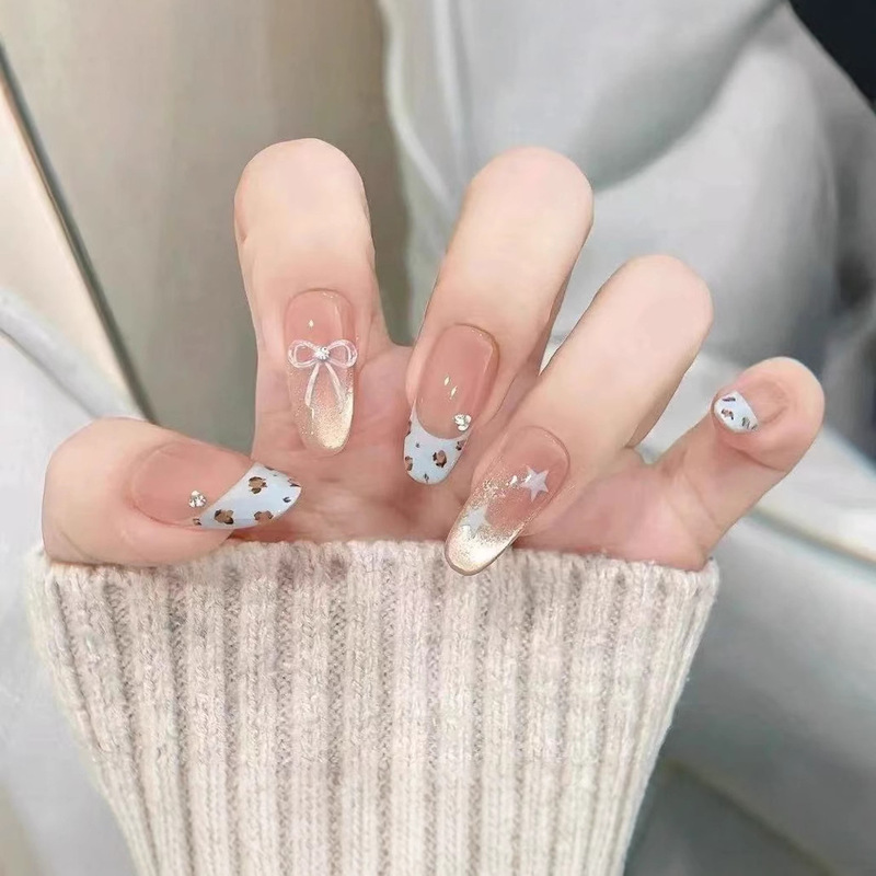 Lace Leopard Wear Nail Patch Cat's Eye Gradient Plaid Nail Patch Short Sweet Cool Full Size Fake Nail Finished Lace Leopard Wear Nail Patch Cat's Eye Gradient Plaid Nail Patch Short Sweet Cool Full Size Fake Nail Finished