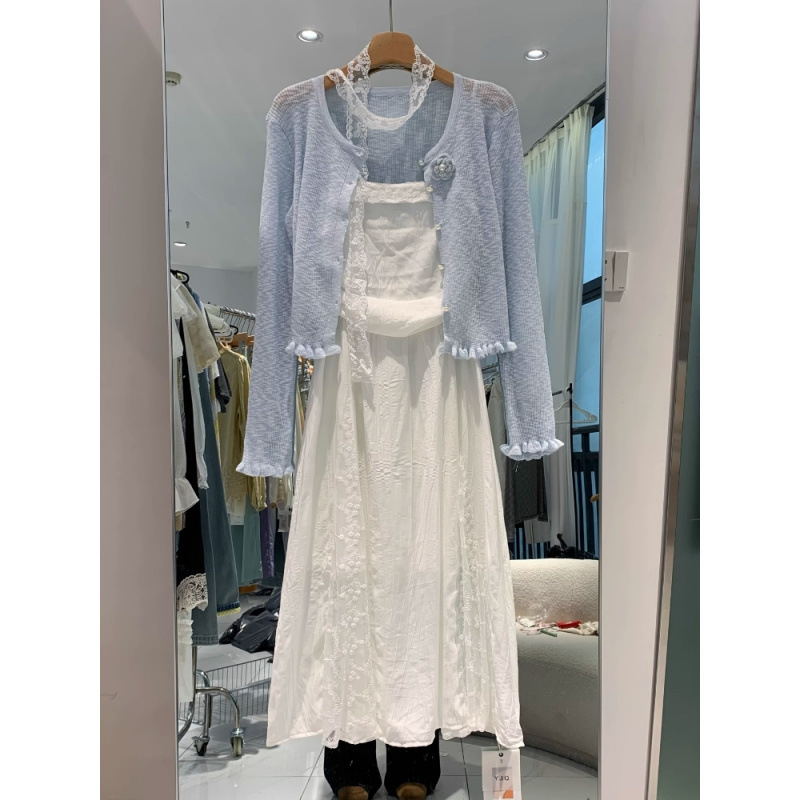 Super Fairy-Like Cardigan with Suspender Skirt, Knitted Sweater Jacket for Women, New Summer Fashion Sun Protection Clothing, Air Conditioning Shirt Super Fairy-Like Cardigan with Suspender Skirt, Knitted Sweater Jacket for Women, New Summer Fashion Sun Protection Clothing, Air Conditioning Shirt