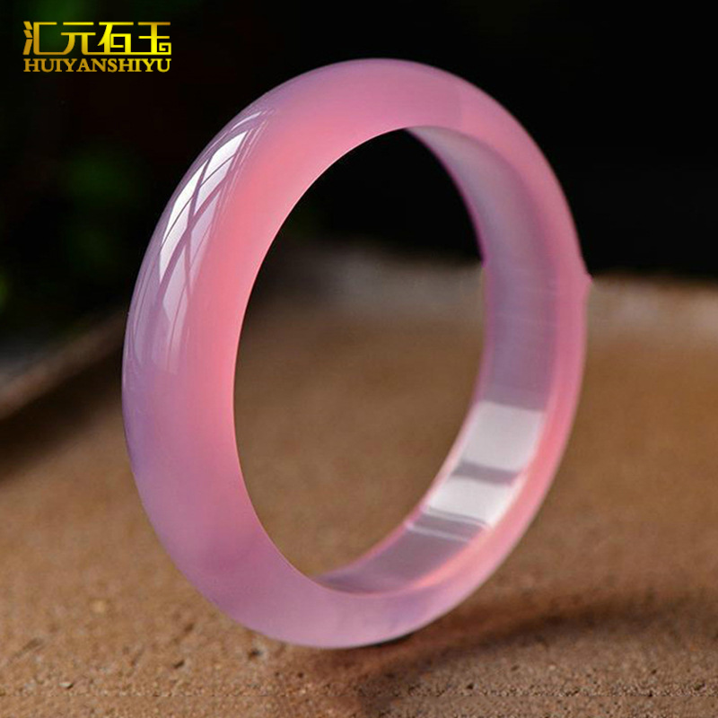 粉玉髓芙蓉玉粉红手镯女款玛瑙玉镯子玉石玉器厂家批发直播礼品