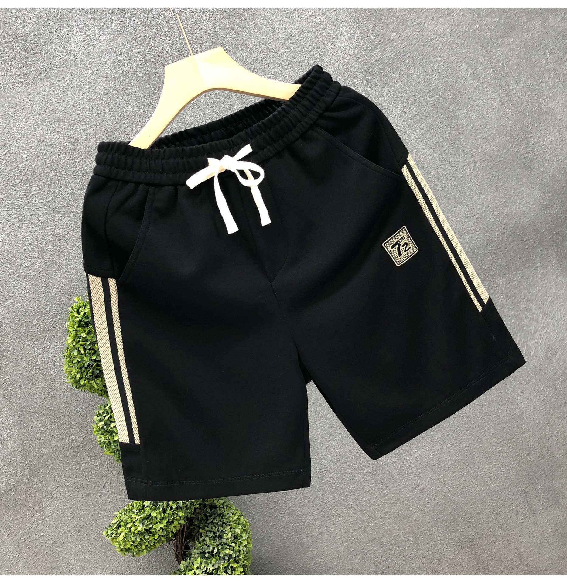 Men's Clothing Men's Black Casual Shorts Trendy Summer Five Point Pants Fashionable Outerwear Sports Style Casual Beach Sports Shorts_viptrois.com