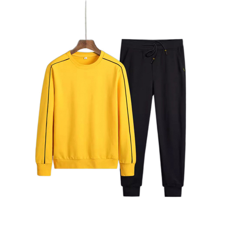 2024 moda todo-fósforo tendencia simple cuello redondo moda hombres estilo coreano delgado casual suéter pantalones traje cien