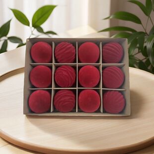 Cross Border Flocking Christmas Ball 8cm12 Boxed Christmas Tree Pendant Plastic Painted Velvet Ball Holiday Decorations