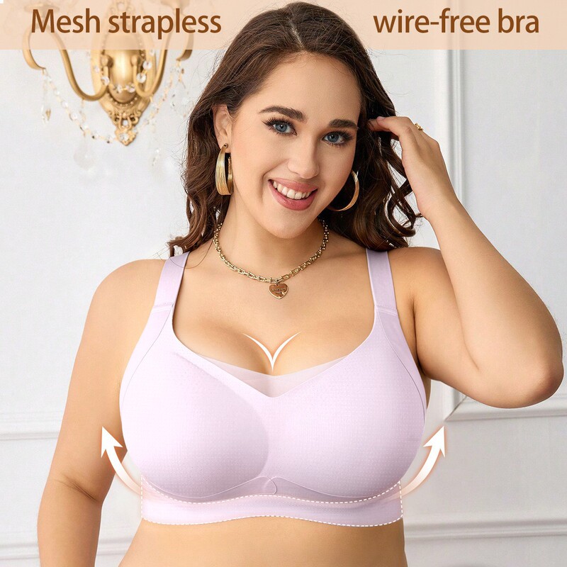 Plus-Size Bra for Women with Large Busts, No Underwire, Seamless, Large Size, Gathers and Lifts, Supports Side Breasts, Breathable Bra