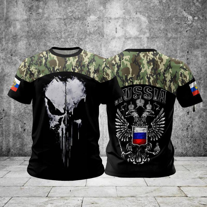 2025 Russian Men's T-Shirt 3D Russian Flag Short-Sleeved T-Shirt for Men Oversized T-Shirt Men's Clothing Summer