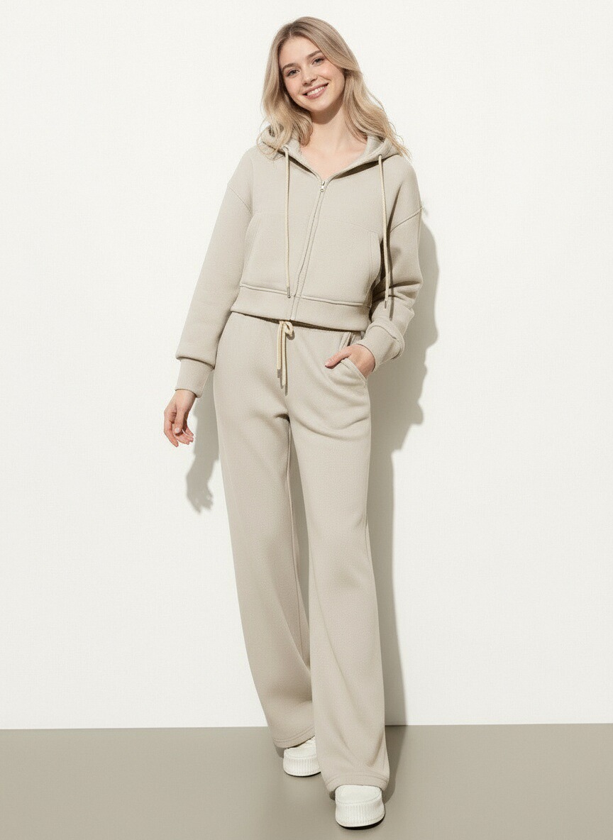 European And American Cross-border Fashion Sports Cotton For Women, Solid Color Long-sleeve Zip-up Hoodie With_ecoleips.com