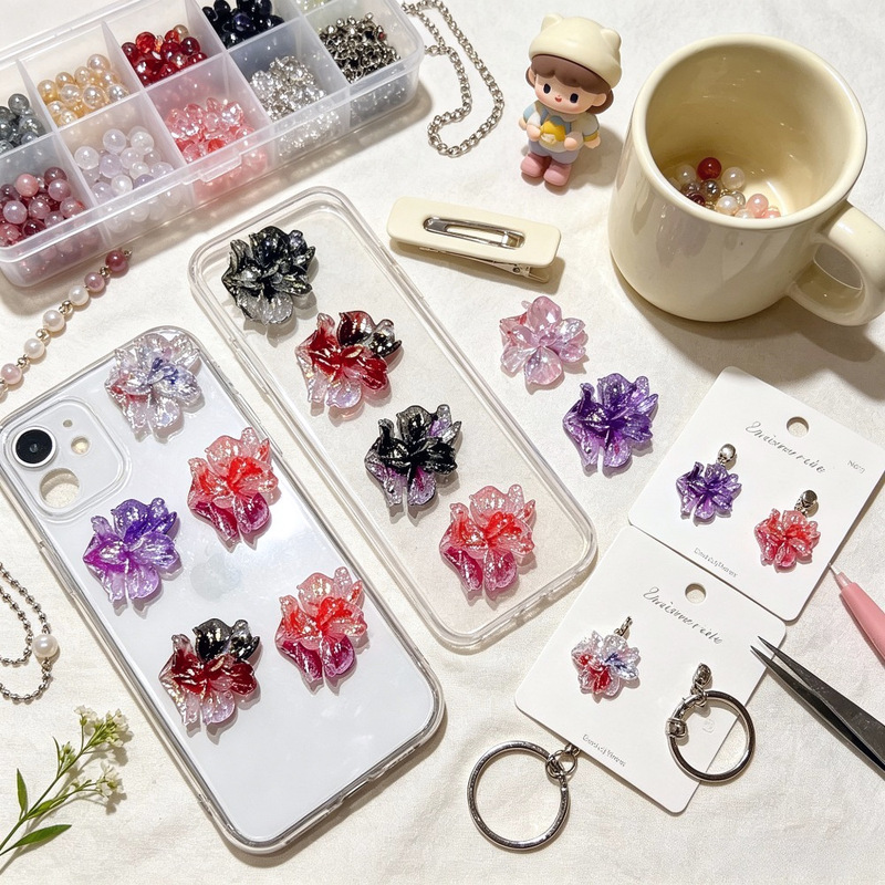 Nail art accessories, two-tone gold-dusted Phalaenopsis DIY resin accessories, ins-style live stream earrings, hairpin accessories Nail art accessories, two-tone gold-dusted Phalaenopsis DIY resin accessories, ins-style live stream earrings, hairpin accessories