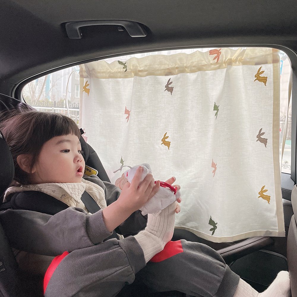 ins style car curtain embroidery sunshade sun protection car curtain heat insulation cotton suction cup UV protection