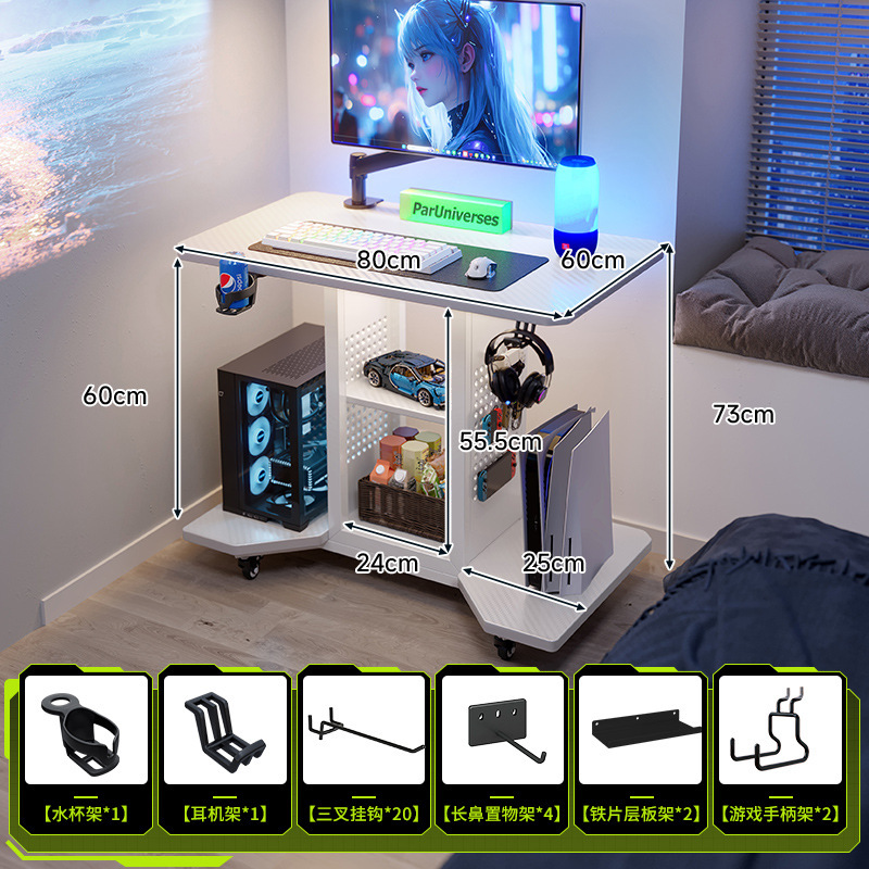 Mesa de computadora de madera sólida pequeña mesa de dormitorio doméstica de deportes electrónicos escritorio puede colocar la computadora principal pequeña mesa móvil agujero al lado de la cama placa agujero