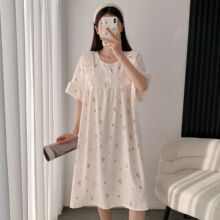 云朵棉睡裙女夏季新款短袖公主风蕾丝裙可爱甜美薄款家居服连衣裙