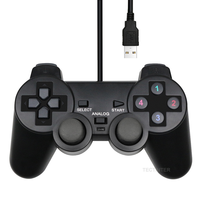Controlador de juegos con forma de PS2, controlador de juegos con cable 208USB, controlador de juegos para computadora, controlador de juegos arcade para PC