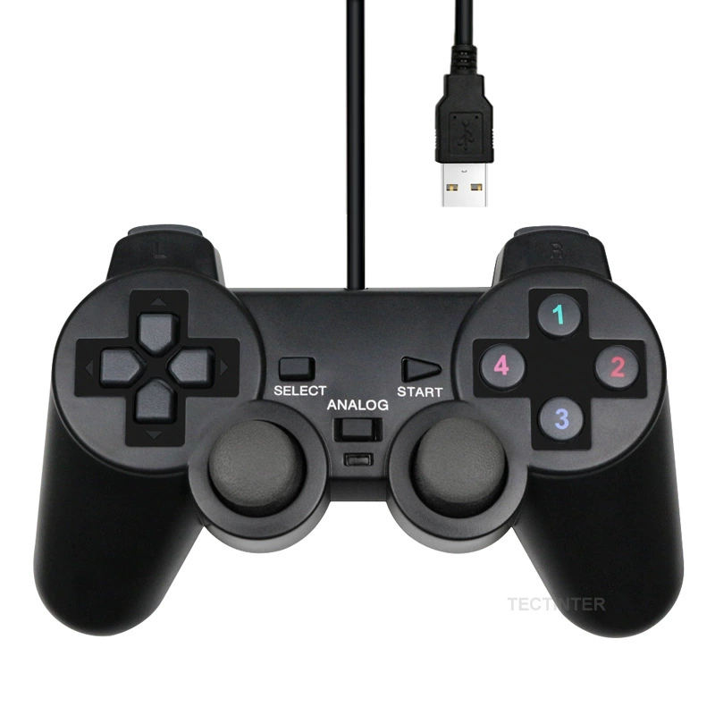Геймпад в стиле PS2, USB проводной контроллер для ПК, аркадный игровой контроллер
