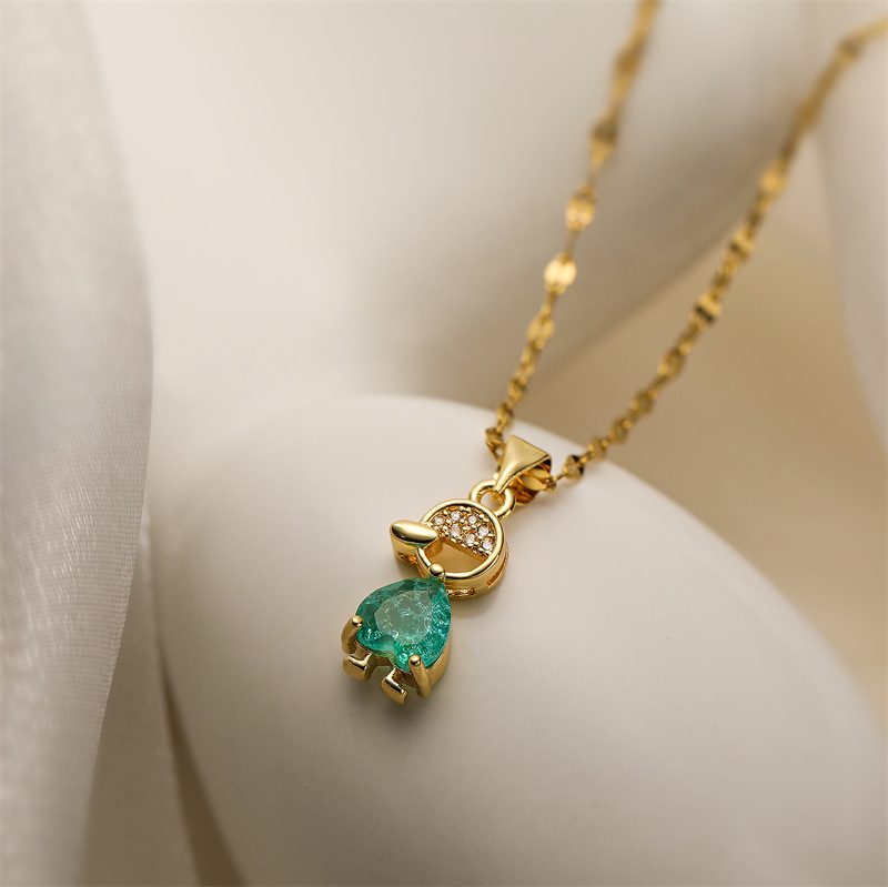 9g Weight Copper Pendant Material Zircon Inlay Material Pendant Necklace Classification Copper Chain Material 1 Piece Quantity Holiday, Daily Occasion Copper Material Heart Shape Pattern Women's Gender Inlay Design Simple Style, Classic Style Style Wholesale Simple Style Classic Style Heart Shape Copper Inlay Zircon Pendant Necklace 3